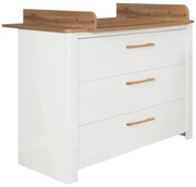 Biała niska komoda dziecięca w dekorze dębu z przewijakiem 119x100 cm Ava – Roba