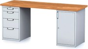 Stół warsztatowy MECHANIC, 2000x685x880 mm, 1x 4 szufladowy kontener, 1x szafka, szary