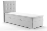 Łóżko kontynentalne JAGULA 90x200 jasno szare velvet z pojemnikiem LAVERTO