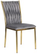 Szare welurowe krzesło plecione glamour E4-L07