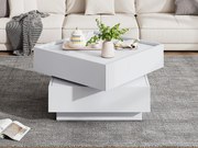 Stół kawowy kwadratowy obrotowy 360° - z 2 szufladami - 60x60x38 cm - Biały