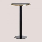 Wysoki, Okrągły Stolik Barowy Ø60 Cm Z Gresu Amaretto Czarna - Sklum