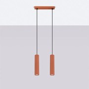 Lampa wisząca minimalistyczny Gloow, aluminium - 2 źródło światła 4000K - L.30 x H.90 cm - ochra czerwona