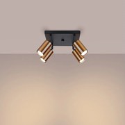 Plafony nowoczesny Glois, stal - 4 źródło światła 3000K - L.25 x H.19 cm - czarny/miedź