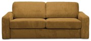 Musztardowa sztruksowa rozkładana sofa 195 cm Nona – Makamii