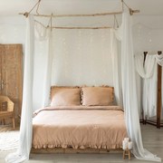 Pościel 160x200 bawełniana z falbaną beżowa komplet