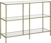 Stolik konsolowy Valora LGT27G ze złotymi szklanymi półkami