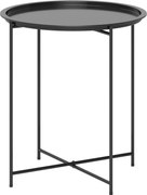 Stolik Ogrodowy Outsunny, Okrągły Stolik Pomocniczy na Zewnątrz z Wyjmowaną Tacką, Składane Nogi, Stolik na Taras, Czarny