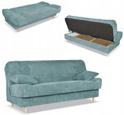 Kanapa sofa Belito rozkładana pojemnik f spania BONELL turkusowa sztruks