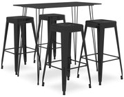 Czarny 5-częściowy zestaw mebli barowych K2-B74