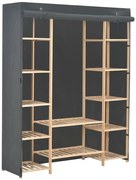 Grafitowa szafa materiałowa z półkami i drążkiem W6-R32