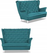 Sofa uszak Carol turkus skandynawska kanapa 2-os. sprężynach Family Meble