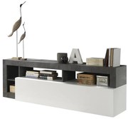 Szafka RTV SEFRO – 1-drzwiowa z 4 wnękami – kolor biały lakierowany i szary