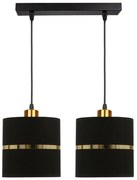 Lampa podwójna wisząca abażurowa czarny do salonu + złoto B8-E06