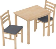 HOMCOM Zestaw 3-częściowy z stołem i 2 krzesłami, stół kuchenny do kompaktowych przestrzeni, tapicerowane krzesła, oszczędzające miejsce, MDF, naturalne drewno