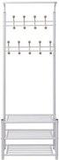 Wieszak Stojący Biały Na Ubrania Z Półkami L7-T62