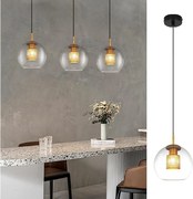 NETTLIFE Szklana lampa wisząca na stół w jadalni - 1 płomień Vintage E27 Czarna lampa wisząca