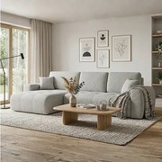 Stylowy narożnik rozkładany lewostronny  IVO XL 280x142 cm w tkaninie CENTAUR 14 szarej