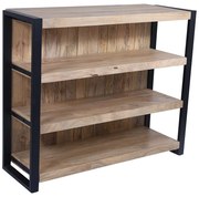 Szafka barowa z 3 półkami z drewna mangowca i metalu - Naturalny i czarny - HARLEM II