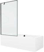Mexen Cube wanna prostokątna 170 x 80 cm z obudową i parawanem 1-skrzydłowym 100 cm, czarny wzór - 550517080X9510007070