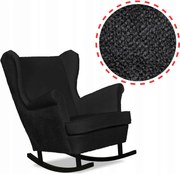 Fotel uszak bujany Bella czarny welur plusz