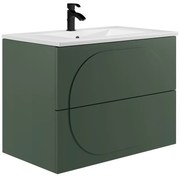 Szafka łazienkowa wisząca  z umywalką nablatową - Zielona - 80 cm - VUTOMA