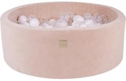 Okrągły Suchy Basen Z Piłeczkami 7cm Dla Dziecka, 90x30cm/250 Piłek, Welurowy, Ecru, Model Angel - Meowbaby®