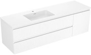 Mexen Rivel szafka łazienkowa 160 cm z umywalką Otis lewą, 2S, 1D, ryflowana, biała mat - 91A23-16047-3-BBFFF01-W18L01