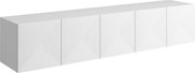Szafka RTV Asha 200 cm wisząca z ryflowanym frontem - biały mat