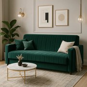 Sofa z Funkcją Spania PORTO Wersalka Rozkładana Dwuosobowa Zielona Nowoczesna do Salonu