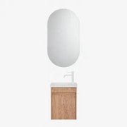 Zestaw Wiszących Mebli Łazienkowych Zintegrowany Z Umywalką Narek Popielaty Brąz & Owalny Z Miejscem Do Przechowywania Czarny - Sklum