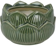 Świeczka w porcelanowym kielichu w kształcie kwiatu 12 x 7,8 cm, zielony