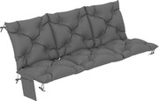 Outsunny Poduszka wodoodporna antypoślizgowa na huśtawkę outdoorowa z oparciem i paskami 150 x 100 cm ciemnoszara | Aosom PL