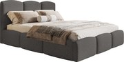Łóżko dwuosobowe 160x200 Roma Slim z grubej pianki - łóżko z pojemnikiem i stelażem - tkanina boucle ciemny szary (Anthology 18)