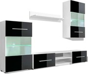 Nowoczesny zestaw mebli do salonu z podświetleniem led czarny połysk F8-S82