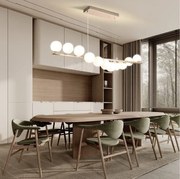 Lampa wisząca Stretto – nowoczesne oświetlenie w złotym odcieniu z 11 mlecznymi kloszami