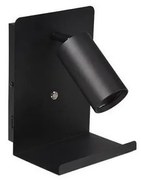 Kinkiet punktowy z półką i ładowarką USB 1xGU10/35W/230V czarny