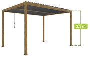 PERGOLA OGRODOWA LUXE 3x4M ALUMINIOWA Z OŚWIETLENIEM LED W KOLORZE DREWNA Z ANTRACYTOWYM DACHEM