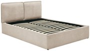 Łóżko ze skrzynią z zdejmowanym pokryciem 140 x 190 cm - Tkanina - Beżowe - TENESE