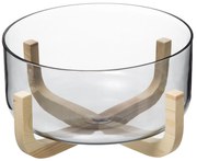 Miska na sałatkę ARHA, 24 cm, szklana, z drewnianą podstawką
