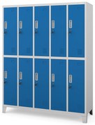 Szafa BHP ubraniowa 10-drzwiowa szaro-niebieska: BARTEK, 1360 x 1720 x 450 mm