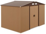 Outsunny metalowy domek narzędziowy z fundamentem żółty szopa ogrodowa 277x195x192 cm trwały i praktyczny | Aosom PL