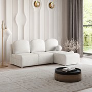 Masseno Narożnik TRAMA z funkcją spania i pojemnikiem na pościel Narozniki L, Rozkładana sofa - Kremowy, NEVE 02