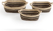 Zestaw trzech koszyków Luar z naturalnego włókna i papieru, brązowy/beżowy.