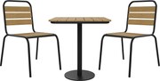 Meble ogrodowe z polywood i metalu: stół szer. 70 cm i 2 krzesła składane - Czarny - LYLIOS od MYLIA