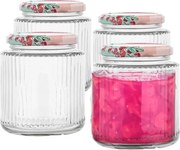 Altom Słoiki do zaprawiania z pokrywką i etykietą 350 ml, 4 szt., 350