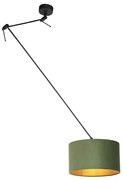 Lampa wisząca czarna z zielonym aksamitnym kloszem ze złotem 35 cm - BlitzWiejski/ Rustykalny / Vintage Oswietlenie wewnetrzne