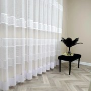 Firana żakardowa nowoczesne pasy elegancka biała - wys. 250 cm