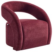 Fotel z burgundowej tkaniny szenilowej LUCIOTA