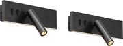 Zestaw 2 nowoczesnych lamp ściennych czarnych z regulacją i USB-C, w tym LED - Modric